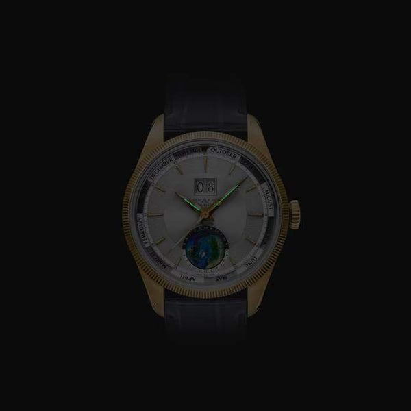 MONTBLANC 萬寶龍 1858系列Geosphere世界時區年曆18K萊姆金限量版30腕錶 42mm MB134027