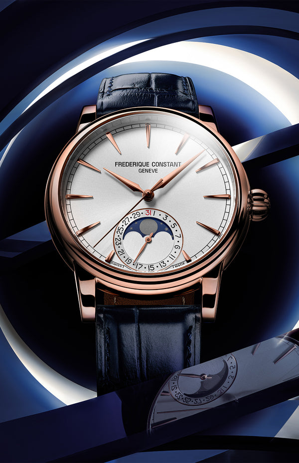 Frederique Constant 康斯登 Manufacture 自製機芯18k玫瑰金指針式月相日期顯示 40mm FC-716S3H9
