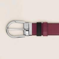 MONTBLANC 萬寶龍 黑色/酒紅色雙面皮帶 35毫米 MB199665