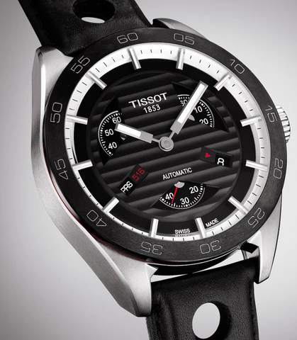 TISSOT 天梭 PRS516系列復古小秒針機械錶黑色PVD腕錶 42mm T1004281605100