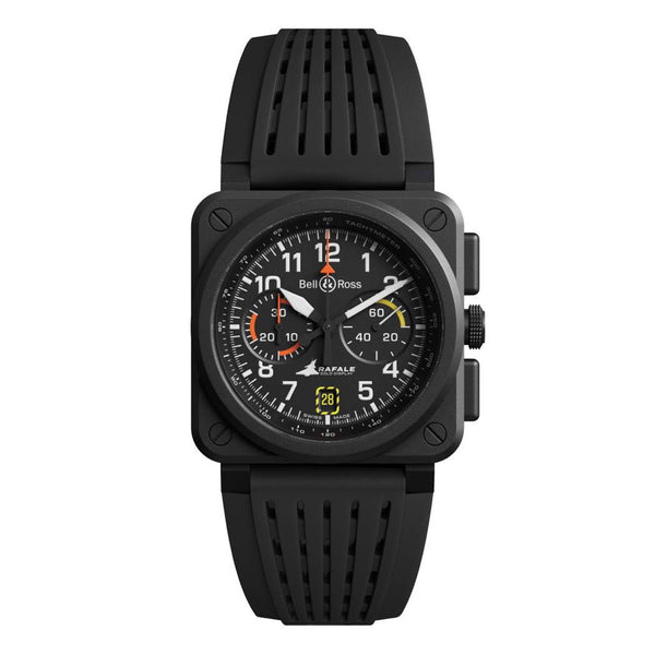 Bell & Ross 柏萊士 BR-03 Rafale Solo Display 疾風戰鬥機單機飛行表演隊計時陶瓷腕錶 42mm BR0394-RSD-CE/SRB