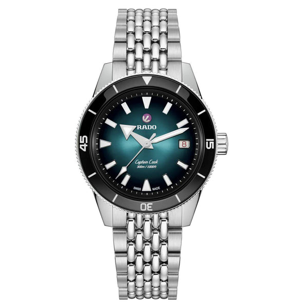RADO 雷達錶 Captain Cook 庫克船長300米漸層綠潛水腕錶 39mm R32223213