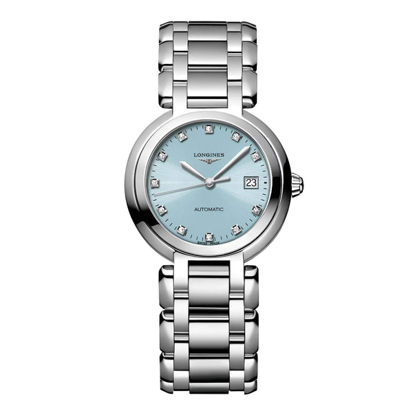 LONGINES 浪琴 PrimaLuna 新月系列冰藍色鑽面女士機械錶 30mm L81134906