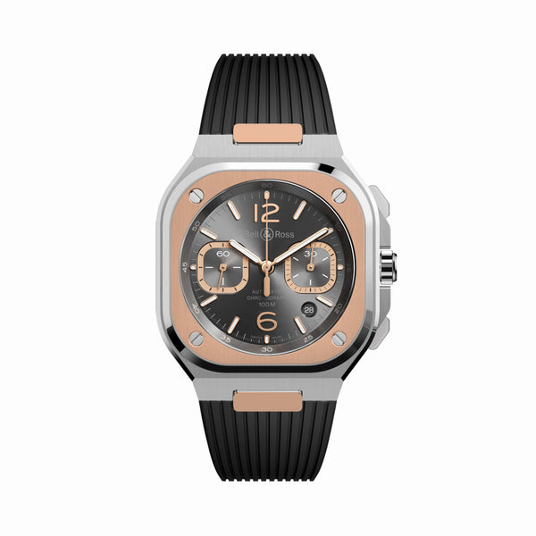 Bell & Ross 柏萊士 BR 05 CHRONO GREY STEEL & GOLD Rubber 不鏽鋼18k玫瑰金計時腕錶 42mm