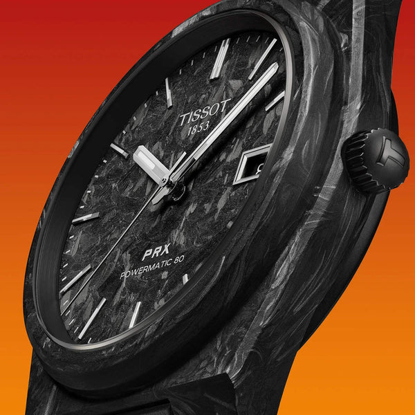 TISSOT 天梭 PRX 系列80小時自動款 Carbon 鍛造碳纖維機械腕錶 40mm T1379079720100