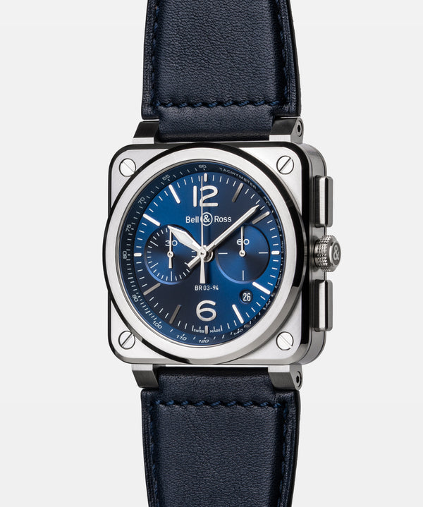Bell & Ross 柏萊士 BR-03 Chrono Blue Steel 藍面計時機械腕錶 42mm BR0394-BLU-ST/SCA