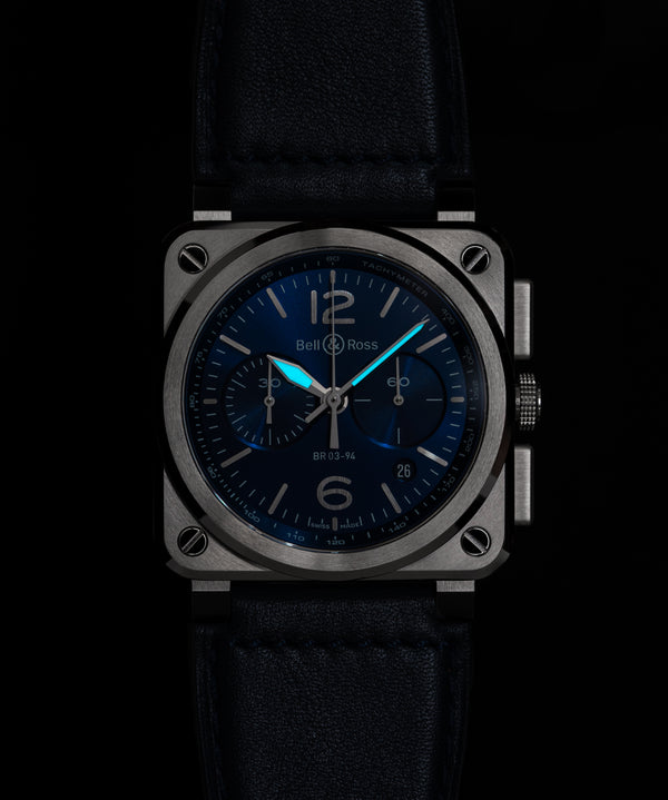 Bell & Ross 柏萊士 BR-03 Chrono Blue Steel 藍面計時機械腕錶 42mm BR0394-BLU-ST/SCA