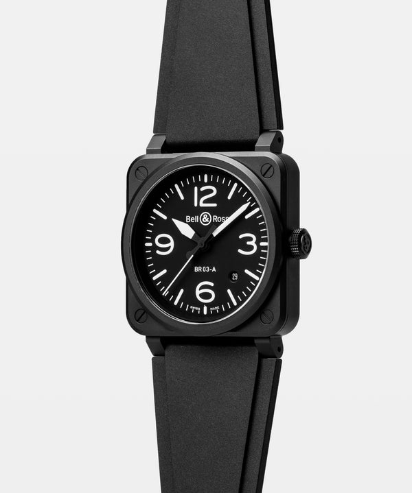 Bell & Ross 柏萊士 BR-03 BLACK MATTE 黑色陶瓷自動腕錶 41mm BR03A-BL-CE/SRB