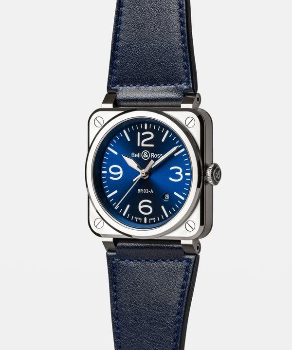 Bell & Ross 柏萊士 BR-03 BLUE STEEL 不鏽鋼自動腕錶 41mm BR03A-BLU-ST/SCA