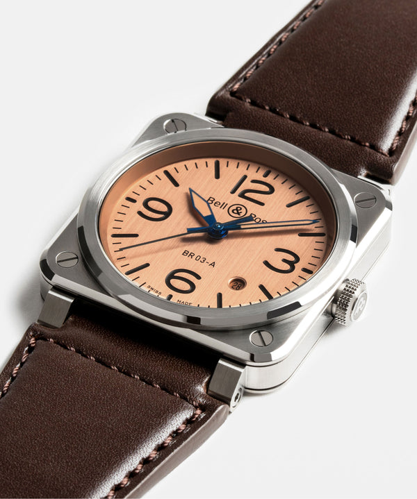 Bell & Ross 柏萊士 BR-03 COPPER 鍍金銅面不鏽鋼自動腕錶 41mm BR03A-GB-ST/SCA