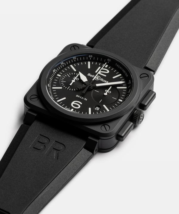 Bell & Ross 柏萊士 BR03-94 BLACK MATTE BR-03 陶瓷計時機械腕錶 42mm BR0394-BL-CE
