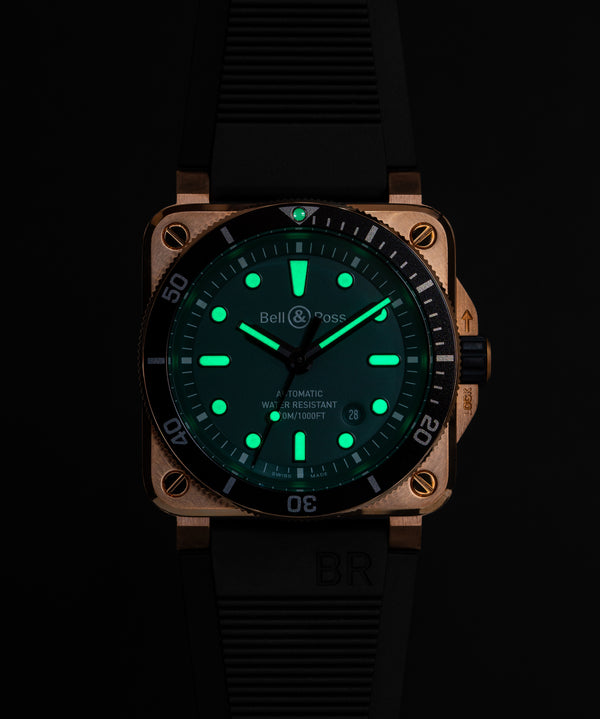 Bell & Ross 柏萊士 BR-03 DIVER BLACK & GREEN BRONZE 綠面青銅限量腕錶 42mm BR0392-D-LT-BR/SRB