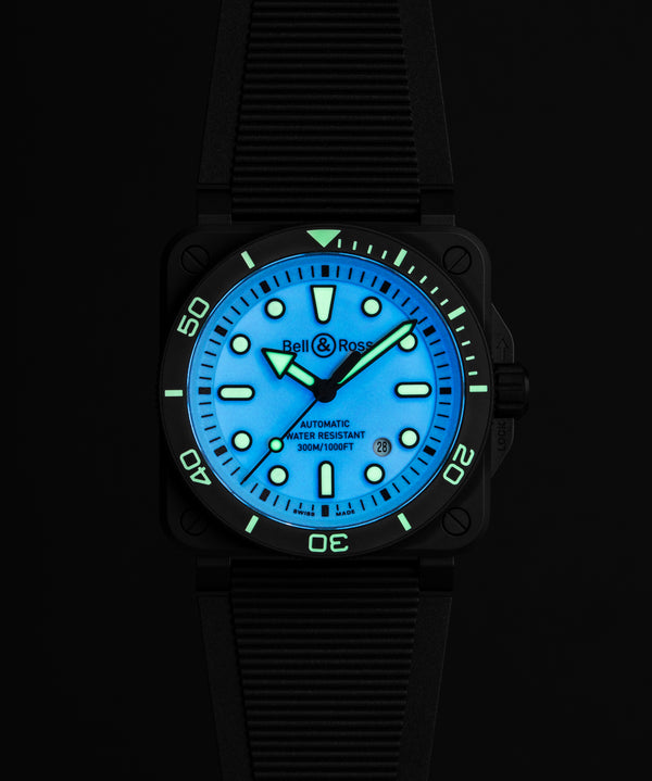 Bell & Ross 柏萊士 BR-03 DIVER FULL LUM CERAMIC 陶瓷300米潛水自動腕錶 42mm BR03A-D-LM-CE/SRB