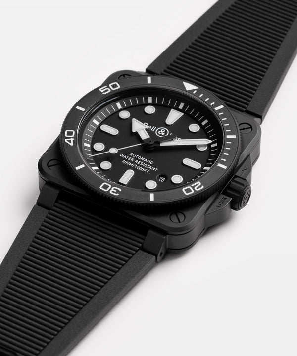 Bell & Ross 柏萊士 BR-03 DIVER BLACK MATTE CERAMIC 陶瓷300米潛水自動腕錶 42mm BR03A-D-BL-CE/SRB
