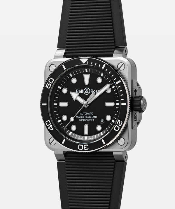 Bell & Ross 柏萊士 BR-03 Diver BLACK STEEL 300米潛水自動腕錶 42mm BR03A-D-BL-ST/SRB