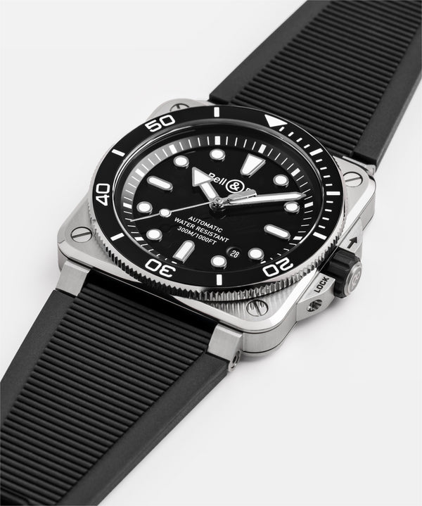 Bell & Ross 柏萊士 BR-03 Diver BLACK STEEL 300米潛水自動腕錶 42mm BR03A-D-BL-ST/SRB