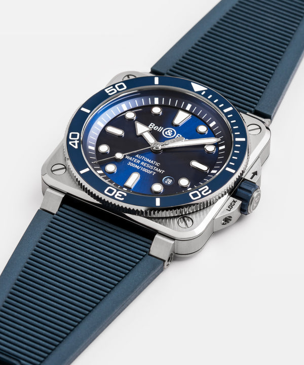 Bell & Ross 柏萊士 BR-03 Diver Blue STEEL 300米潛水自動腕錶 42mm BR03A-D-BLU-ST/SRB