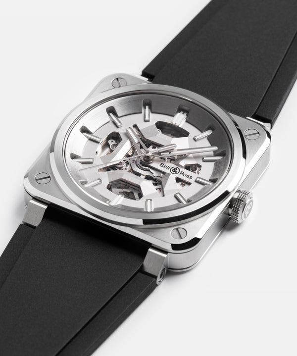 Bell & Ross 柏萊士 BR-03 Skeleton Grey Steel 鏤空不鏽鋼自動限量腕錶 41mm BR03A-GR-SKST/SRB