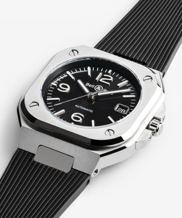 Bell & Ross 柏萊士 BR-05 BLACK STEEL 不鏽鋼機械腕錶 40mm BR05A-BL-ST/SRB - 新萬國鐘錶