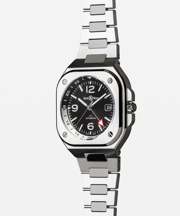 Bell & Ross 柏萊士 BR-05 GMT Black 兩地時區機械時尚腕錶 41mm BR05G-BL-ST/SST
