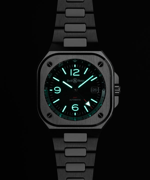Bell & Ross 柏萊士 BR-05 GMT Black 兩地時區機械時尚腕錶 41mm BR05G-BL-ST/SST