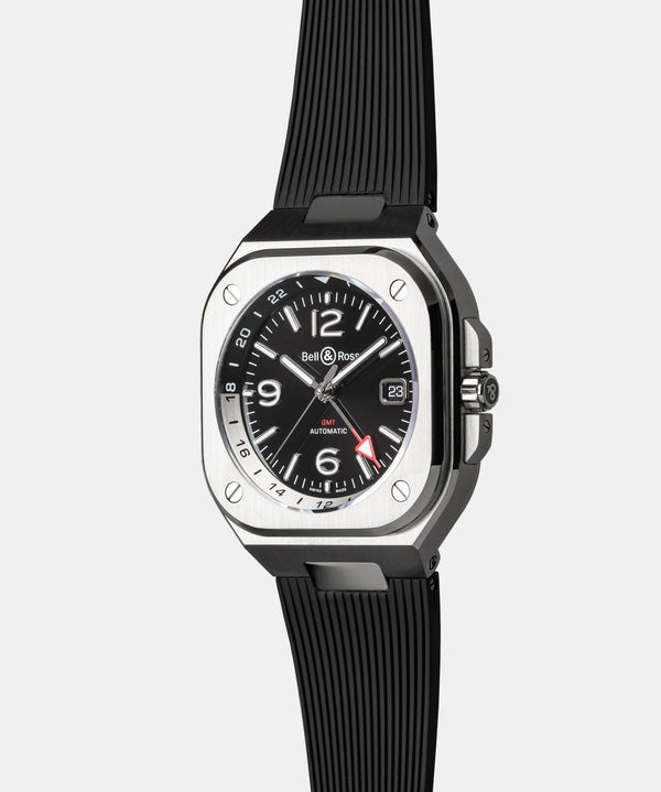 Bell & Ross 柏萊士 BR-05 GMT Black 兩地時區機械時尚腕錶 41mm BR05G-BL-ST/SRB