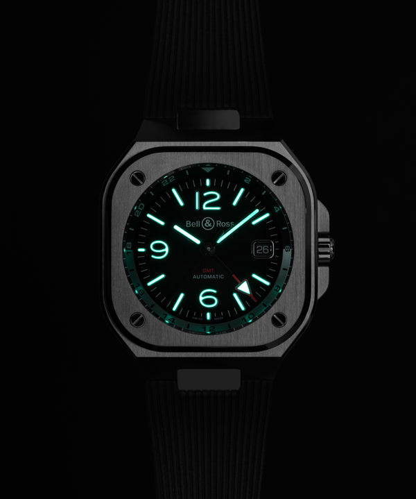 Bell & Ross 柏萊士 BR-05 GMT Black 兩地時區機械時尚腕錶 41mm BR05G-BL-ST/SRB