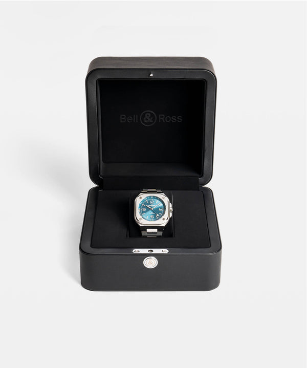 Bell & Ross 柏萊士 BR-05 GMT 兩地時區 Sky Blue 天空藍機械腕錶 41mm BR05G-PB-ST/SST