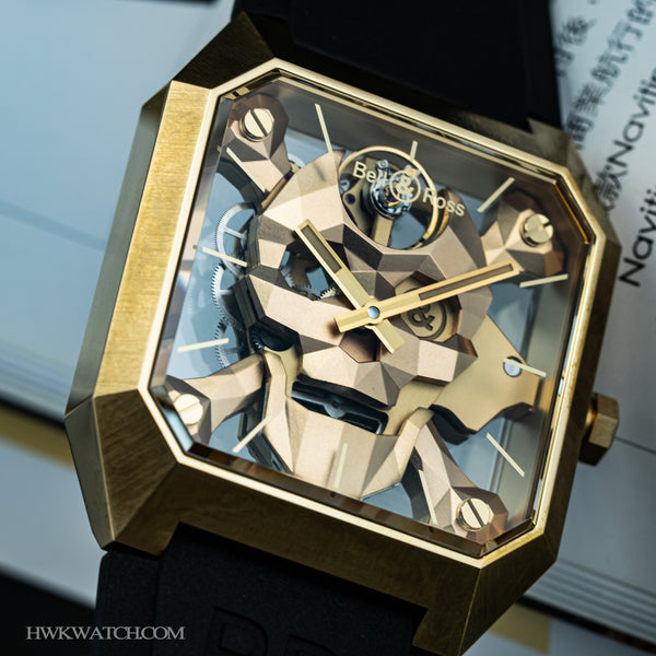 Bell & Ross 柏萊士 BR-01 CYBER SKULL Bronze 微笑骷顱青銅手上鏈自製機芯腕錶 45mm BR01-CSK-BR/SRB