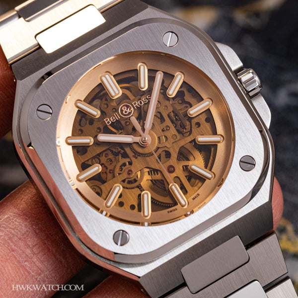 Bell & Ross 柏萊士 BR-05 SKELETON GOLDEN 鏤空金色透明錶盤機械腕錶 40mm BR05A-CH-SKST/SST