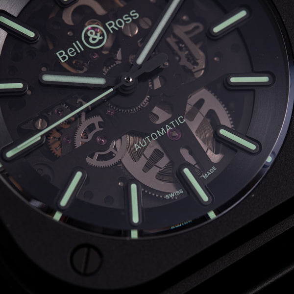 Bell & Ross 柏萊士 BR-05 SKELETON BLACK LUM CERAMIC 黑色陶瓷夜光鏤空腕錶 41mm BR05A-BLM-SKCE/SCE