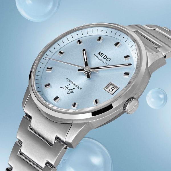 MIDO Commander 美度香榭系列水藍色機械腕錶 35mm M0212071104100