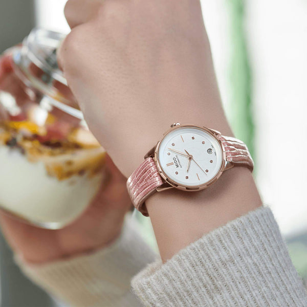 MIDO 美度 RAINFLOWER 花雨系列玫瑰金色PVD自動上鍊機械腕錶 34mm M0432073601100 - 新萬國鐘錶