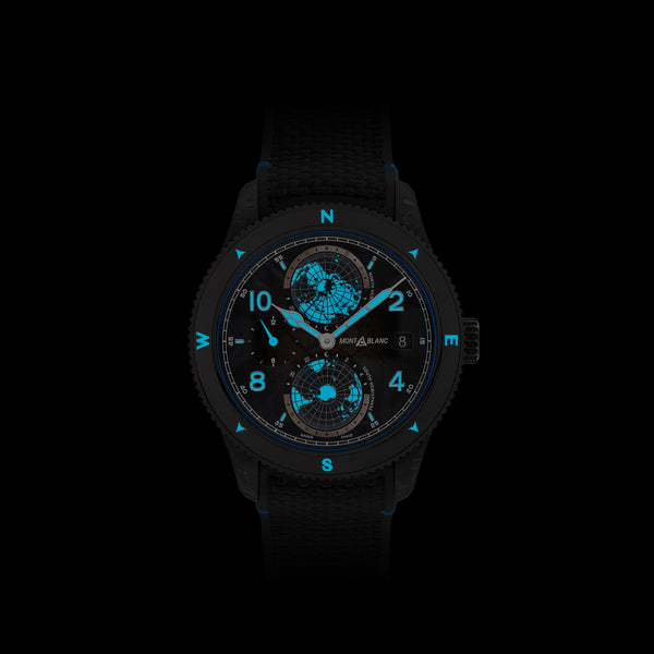 MontBlanc 萬寶龍 1858 GEOSPHERE 世界時區 CARBO₂碳纖維 0 OXYGEN 零氧限量版1969枚 43.5mm 132300