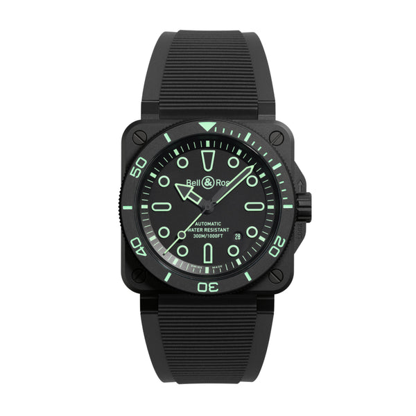 Bell & Ross 柏萊士 BR-03 Diver Lum Outline 陶瓷300米潛水自動腕錶 42mm BR03A-D-OL-CE/SRB