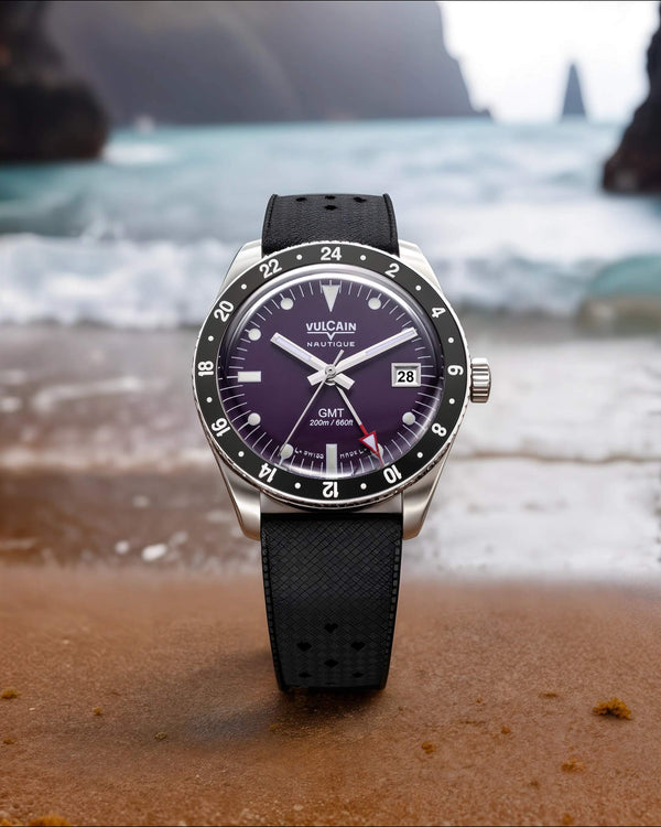 VULCAIN 窩路堅 Skindiver GMT 潛水員系列兩地時區機械腕錶 38mm 680174A17.BAR200