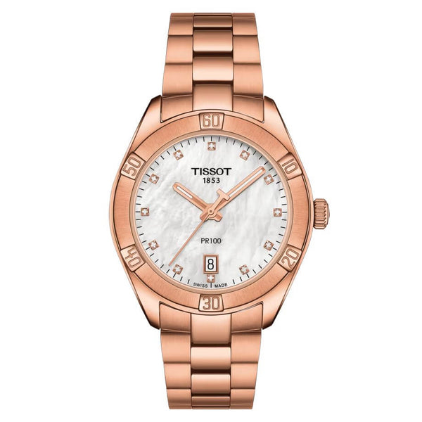 TISSOT 天梭 PR100 LADY SPORT CHIC PVD 玫瑰金時尚經典女錶 36mm T1019103311600