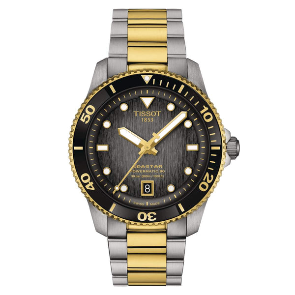 TISSOT 天梭 Seastar 1000 海星系列300米PVD黃金潛水機械腕錶 40mm T1208072205100