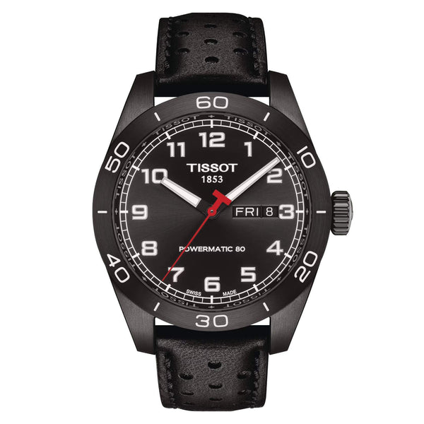 TISSOT 天梭 PRS516 POWERMATIC 80機械黑色PVD腕錶 42mm T1314303605200