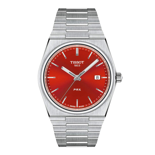 TISSOT 天梭 PRX 系列復古時尚石英腕錶紅色面盤 40mm T1374101142100