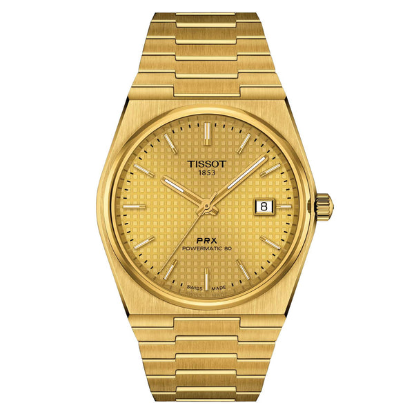 TISSOT 天梭 PRX 系列80小時自動款機械腕錶PVD金色鍊帶款 40mm T1374073302100