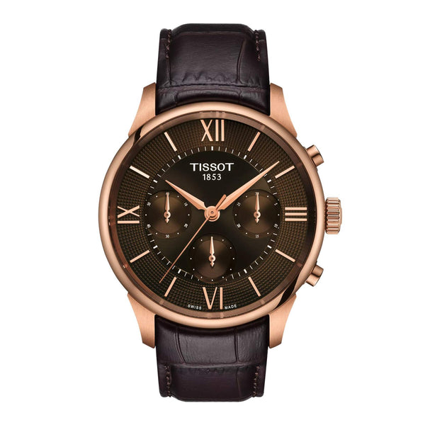 TISSOT 天梭 CDT 杜魯爾系列PVD玫瑰金紳士計時機械腕錶 42mm T1394623629800