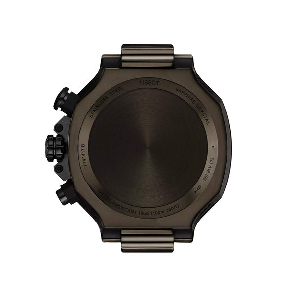 TISSOT 天梭 T-Race 競速運動系列三眼石英計時黑色PVD石英錶 45mm T1414173706102