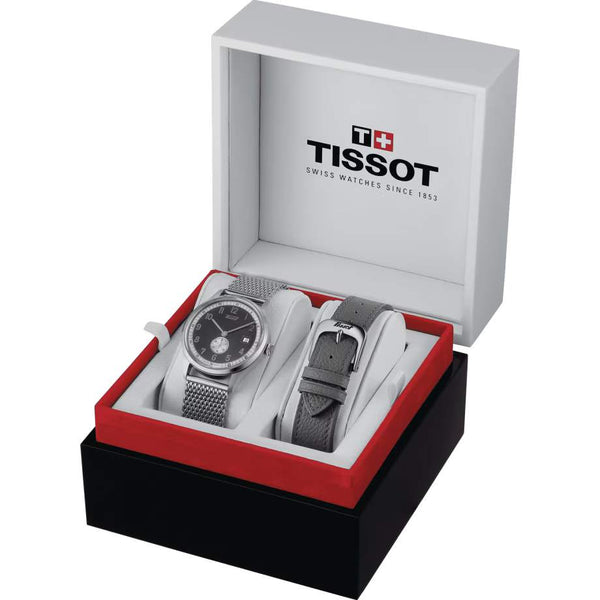 TISSOT 天梭 Heritage 1938 傳承系列復刻經典小秒針機械套裝錶 39mm T1424281108200