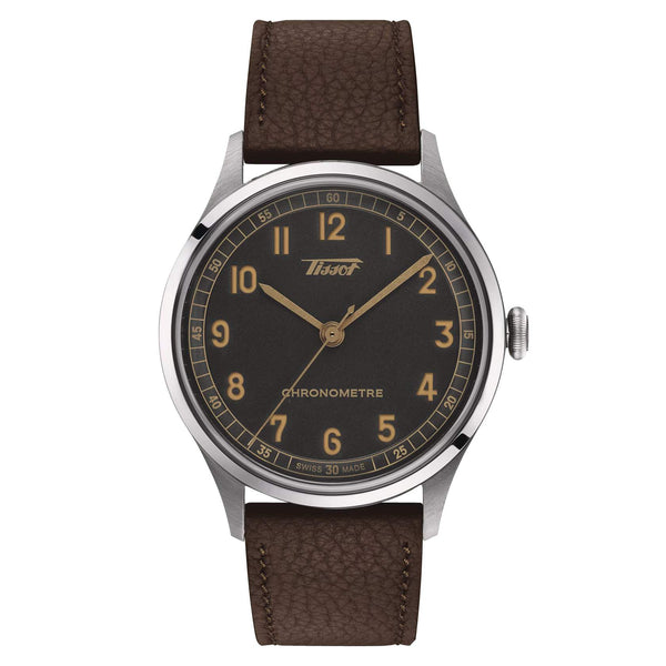 TISSOT 天梭 Heritage 1938 傳承系列復刻經典COSC天文台認證黑面機械錶 39mm T1424641606200