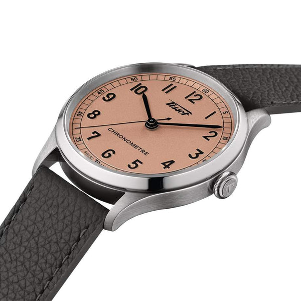 TISSOT 天梭 Heritage 1938 傳承系列復刻經典COSC天文台認證鮭魚面機械錶 39mm T1424641633200