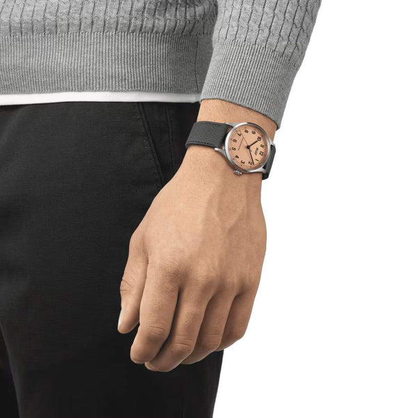 TISSOT 天梭 Heritage 1938 傳承系列復刻經典COSC天文台認證鮭魚面機械錶 39mm T1424641633200