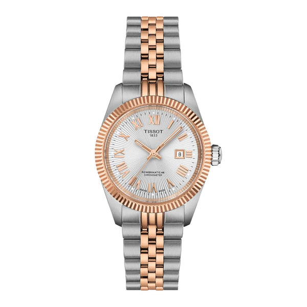 TISSOT 天梭 BALLADE 寶環系列玫瑰金PVD天文台認證自動機械腕錶 30mm T1562082203300