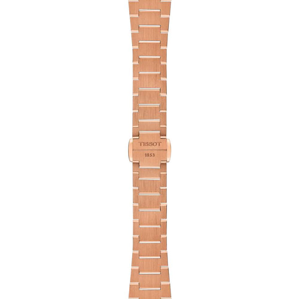 TISSOT 天梭 PRX 系列復古時尚PVD玫瑰金色真鑽石英腕錶 25mm T1370103350600