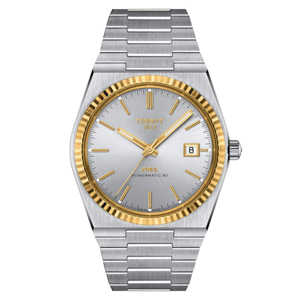 TISSOT 天梭 PRX 系列80小時自動款機械腕錶 18k黃金錶圈 T9314074103101